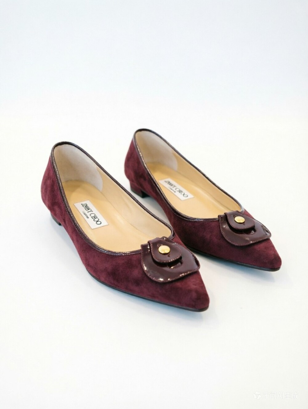 Jimmy Choo elegant burgundy suede pinted toe flats